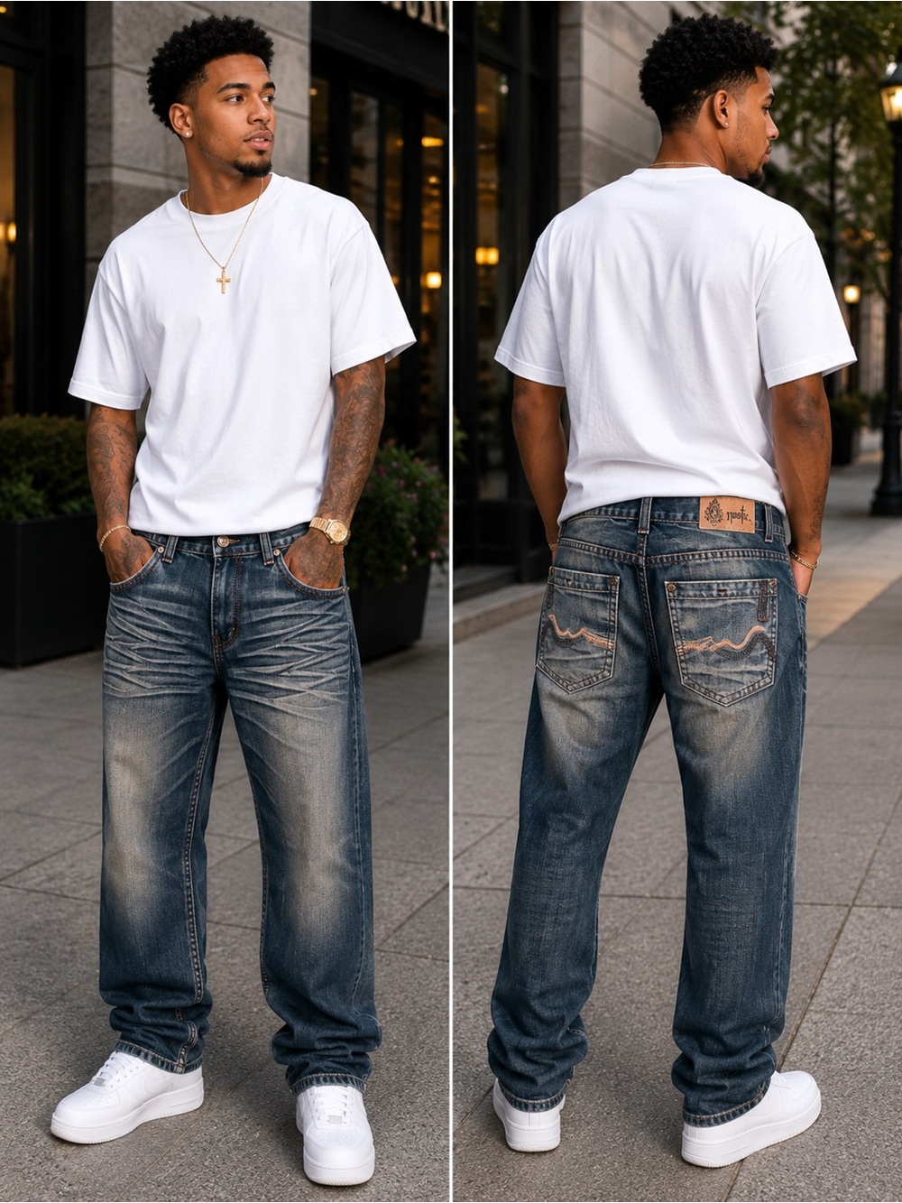 Ost Men's Relaxed Fit Distressed Blue Jeans